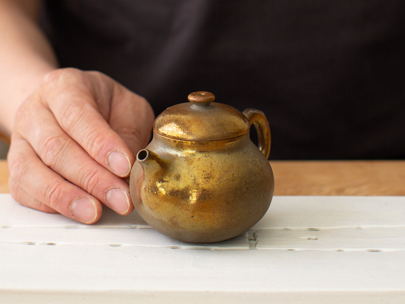 Bosc. Wood-fired pear shaped teapot.