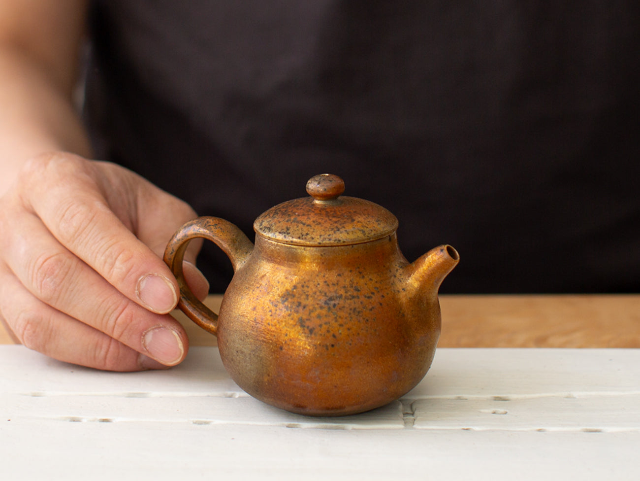 Comice. Wood-fired pear shaped teapot.